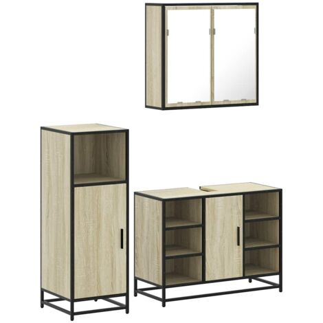 vidaXL Set Mobili da Bagno 3 pz Rovere Sonoma in Legno Multistrato