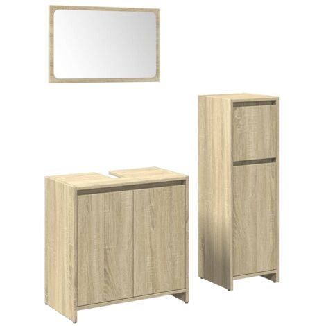 vidaXL Set Mobili da Bagno 3 pz Rovere Sonoma in Legno Multistrato
