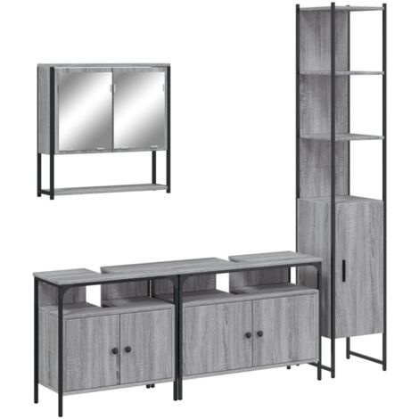 vidaXL Set Mobili da Bagno 4 pz Grigio Sonoma in Legno Multistrato