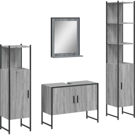 vidaXL Set Mobili da Bagno 4 pz Grigio Sonoma in Legno Multistrato