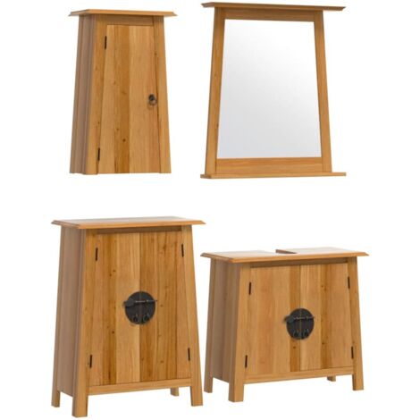 vidaXL Set Mobili da Bagno 4 pz in Legno Massello di Pino