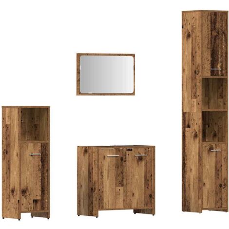 vidaXL Set Mobili da Bagno 4 pz Legno Antico in Legno Multistrato