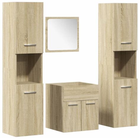 vidaXL Set Mobili da Bagno 4 pz Rovere Sonoma in Legno