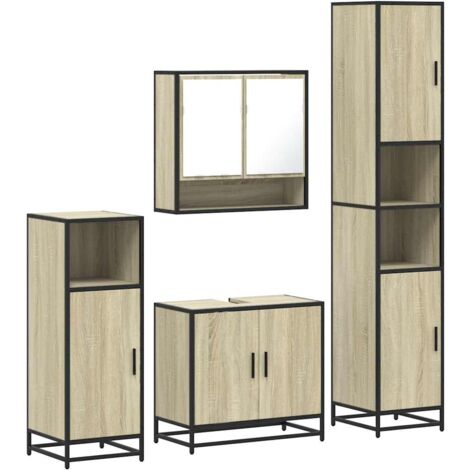 vidaXL Set Mobili da Bagno 4 pz Rovere Sonoma in Legno Multistrato