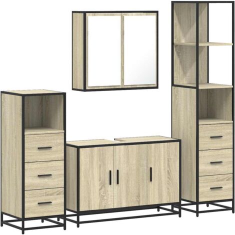 vidaXL Set Mobili da Bagno 4 pz Rovere Sonoma in Legno Multistrato