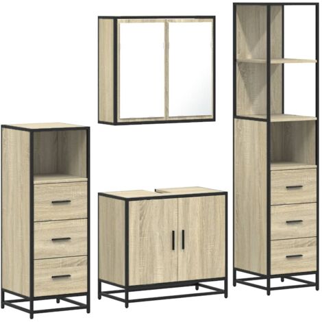 vidaXL Set Mobili da Bagno 4 pz Rovere Sonoma in Legno Multistrato