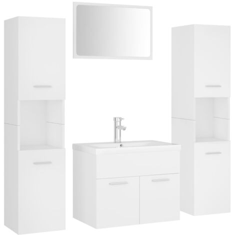 vidaXL Set Mobili da Bagno Bianco in Legno Multistrato