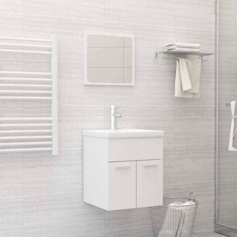 vidaXL Set Mobili da Bagno Bianco in Legno Multistrato