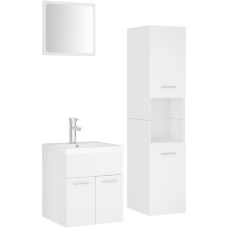 vidaXL Set Mobili da Bagno Bianco in Legno Multistrato