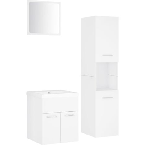 vidaXL Set Mobili da Bagno Bianco in Legno Multistrato
