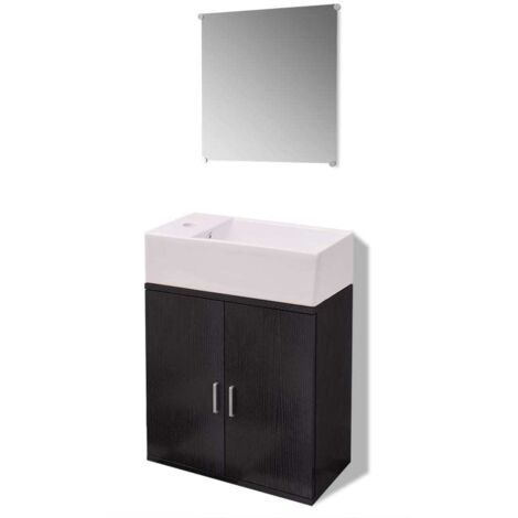 vidaXL Set Mobili da Bagno con Lavabo 3 pz Nero