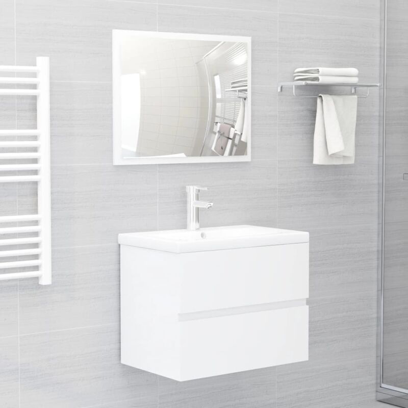 Mobile Bagno con Lavabo Integrato dotato di cassetto e specchio vari colori colore: Bianco Lucido