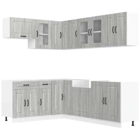 vidaXL Set Mobili da Cucina 11 pz Kalmar Grigio Sonoma in Truciolato