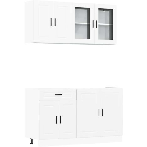 vidaXL Set Mobili da Cucina 4 pz Porto Bianchi Legno Multistrato