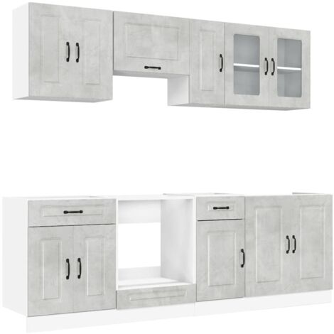 vidaXL Set Mobili da Cucina 8 pz Kalmar Grigio Cemento in Truciolato
