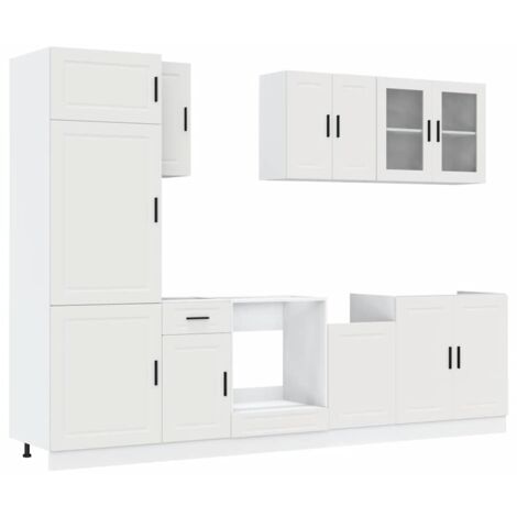 vidaXL Set Mobili da Cucina 8 pz Porto Bianco Legno Multistrato
