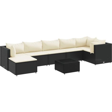 vidaXL Set Mobili da Giardino con Cuscini 8 pz Nero in Polyrattan