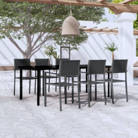 vidaXL Set Mobili da Pranzo da Giardino 7 pz Nero