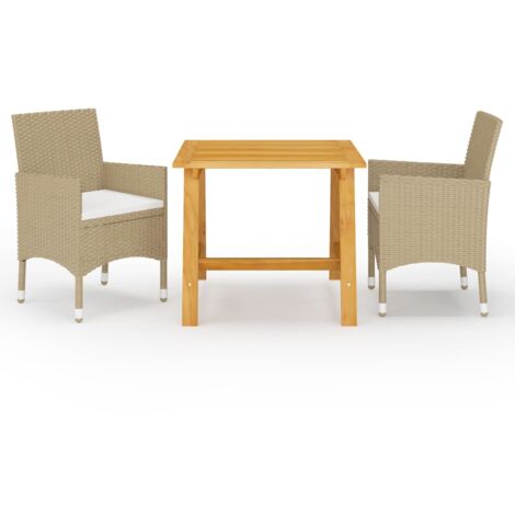 vidaXL Set Mobili da Pranzo per Giardino 3 pz Beige