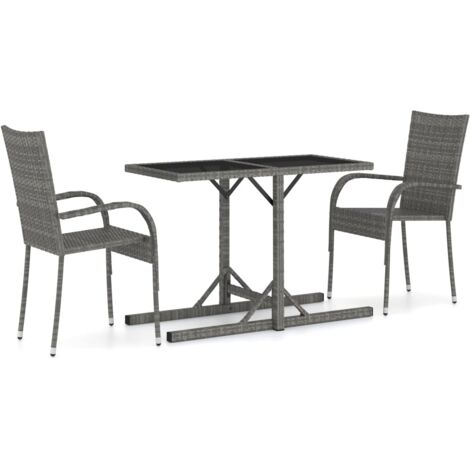 vidaXL Set Mobili da Pranzo per Giardino 3 pz Grigio