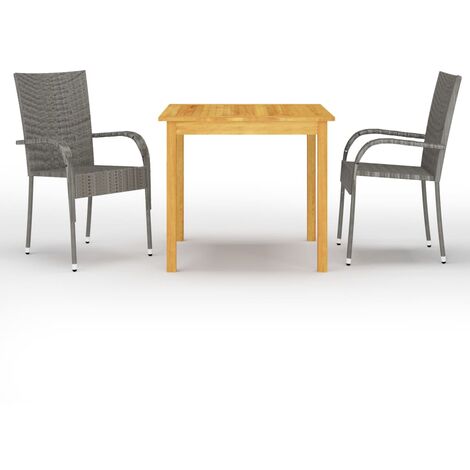 vidaXL Set Mobili da Pranzo per Giardino 3 pz Grigio
