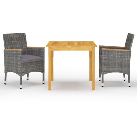 vidaXL Set Mobili da Pranzo per Giardino 3 pz Grigio