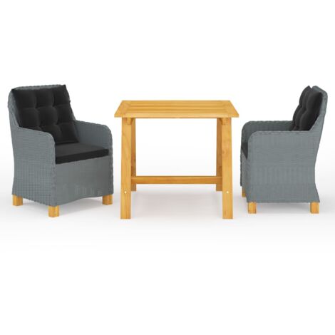 vidaXL Set Mobili da Pranzo per Giardino 3 pz Grigio Chiaro