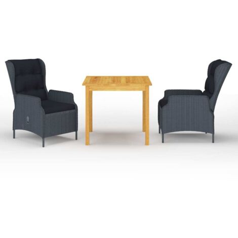 vidaXL Set Mobili da Pranzo per Giardino 3 pz Grigio Scuro