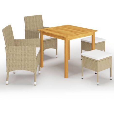 vidaXL Set Mobili da Pranzo per Giardino 5 pz Beige