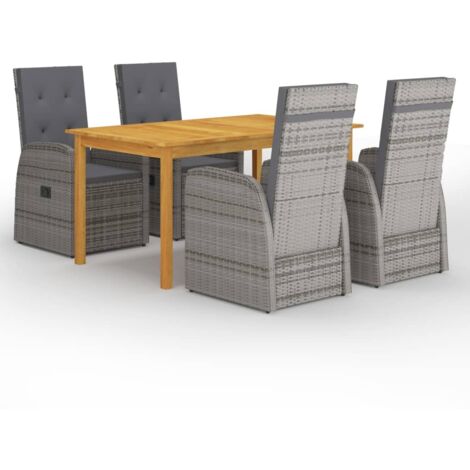 vidaXL Set Mobili da Pranzo per Giardino 5 pz Grigio