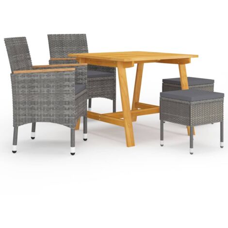 vidaXL Set Mobili da Pranzo per Giardino 5 pz Grigio