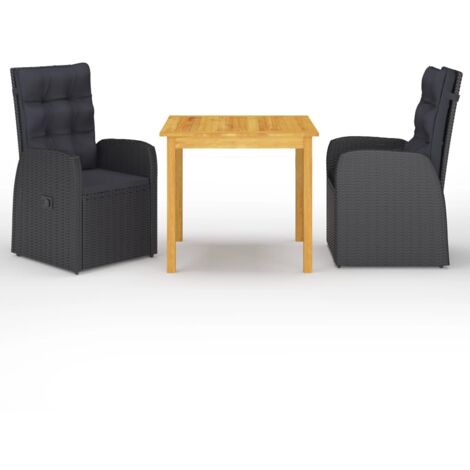 vidaXL Set Mobili da Pranzo per Giardino 5 pz Nero
