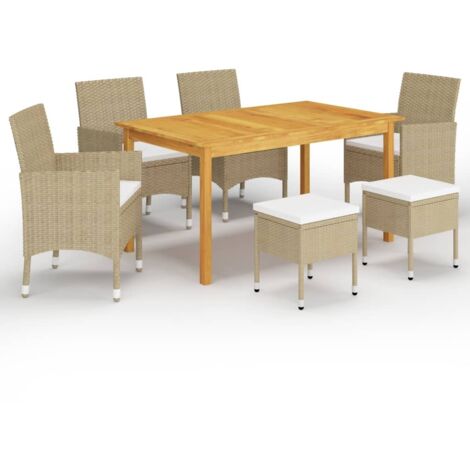 vidaXL Set Mobili da Pranzo per Giardino 7 pz Beige