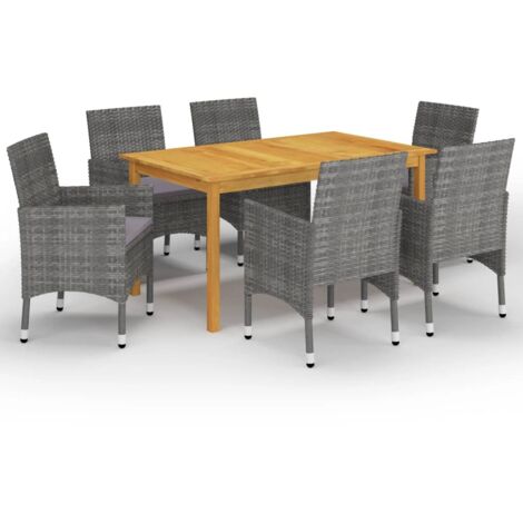 vidaXL Set Mobili da Pranzo per Giardino 7 pz Grigio