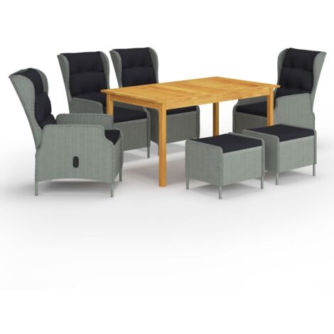 vidaXL Set Mobili da Pranzo per Giardino 7 pz Grigio