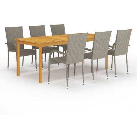 vidaXL Set Mobili da Pranzo per Giardino 7 pz Grigio
