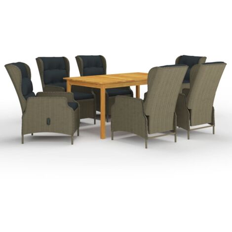 vidaXL Set Mobili da Pranzo per Giardino 7 pz Marrone