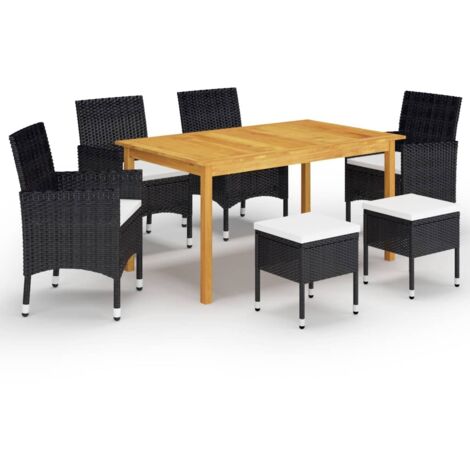 vidaXL Set Mobili da Pranzo per Giardino 7 pz Nero