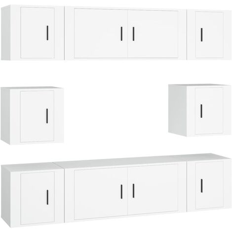 vidaXL Set Mobili Porta TV 8pz Bianco in Legno Multistrato