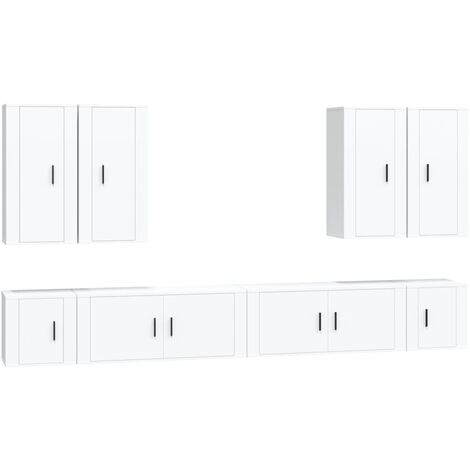 vidaXL Set Mobili Porta TV 8pz Bianco in Legno Multistrato