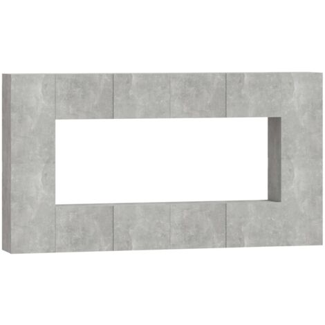 vidaXL Set Mobili Porta TV 8pz Grigio Cemento in Legno Multistrato