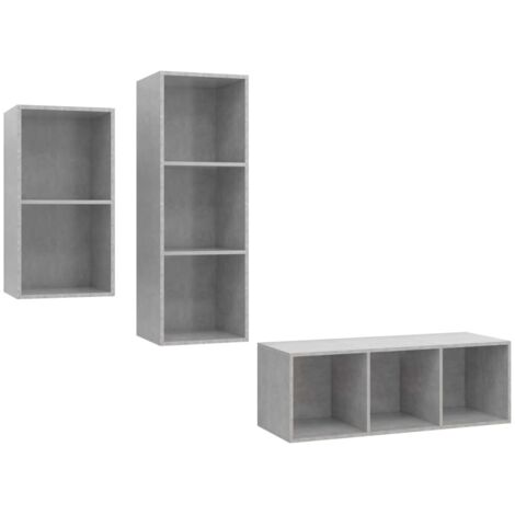 vidaXL Set Mobili TV 3 pz Grigio Cemento in Legno Multistrato