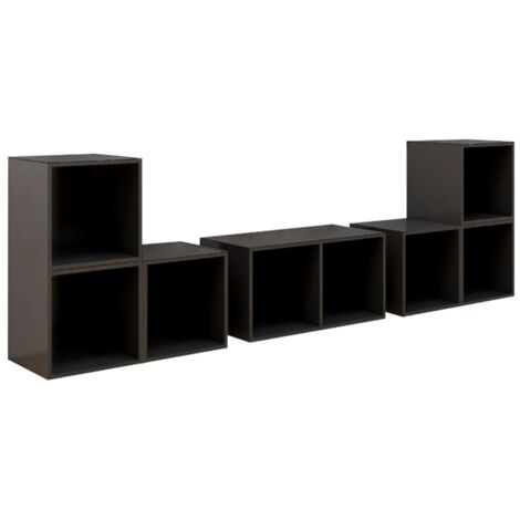 vidaXL Set Mobili TV 6 pz Grigio Lucido in Legno Multistrato