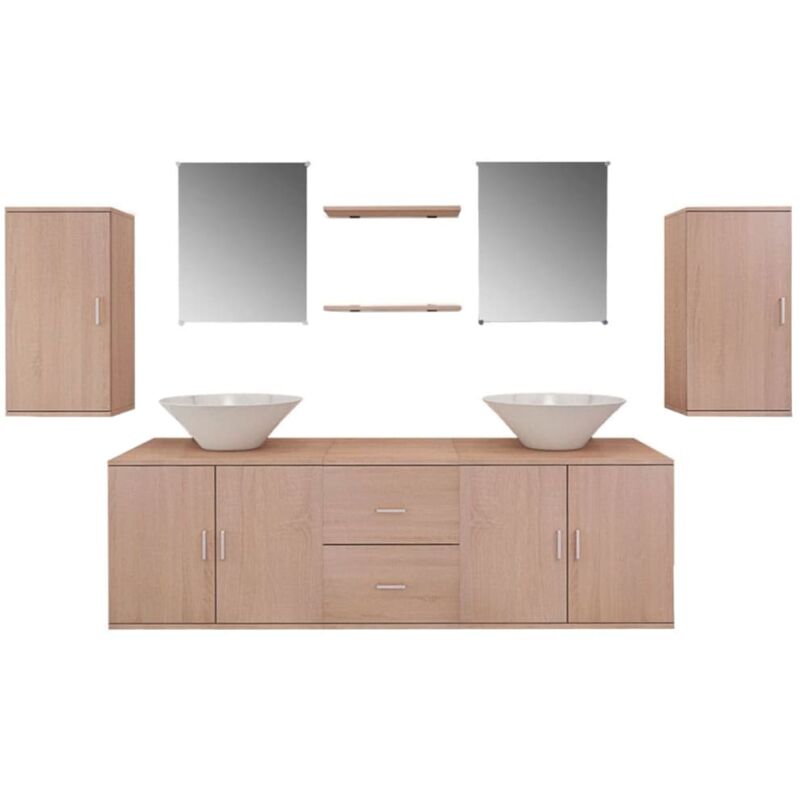 

Conjunto de Muebles de Baño y Lavabo 9 Piezas Beige - Beige - Vidaxl