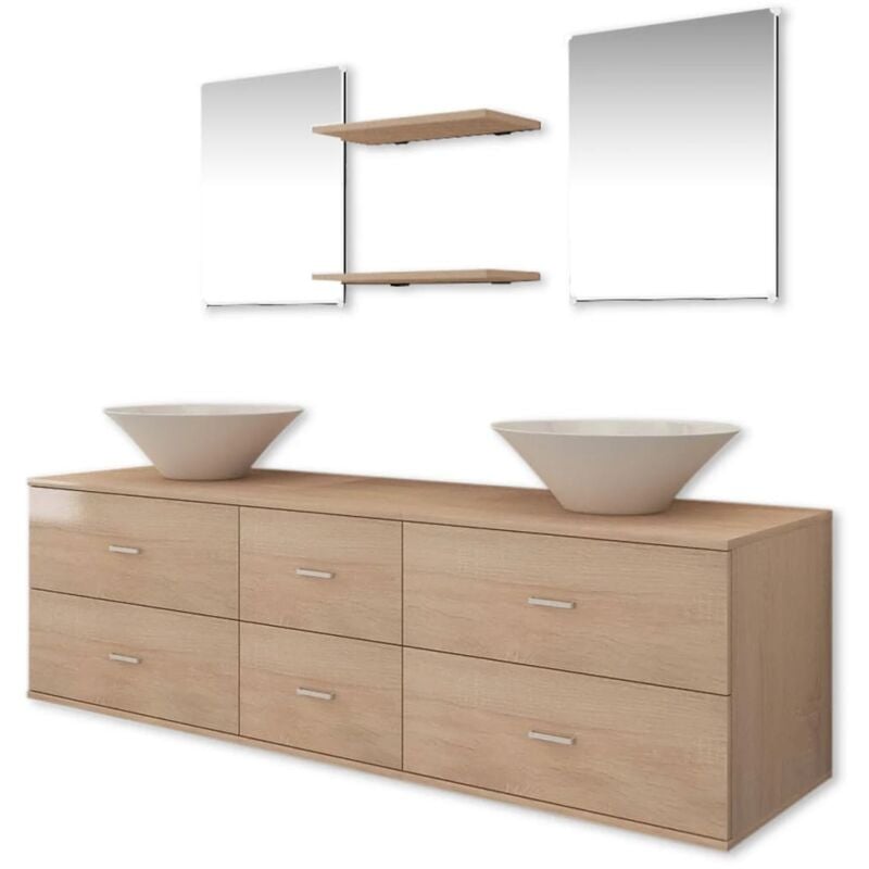 

Conjunto de Muebles de Baño y Lavabo 7 Piezas Beige - Beige - Vidaxl