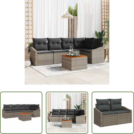 vidaXL Set modulare -  Set Divano da Giardino 6 pcs Grigio polyrattan