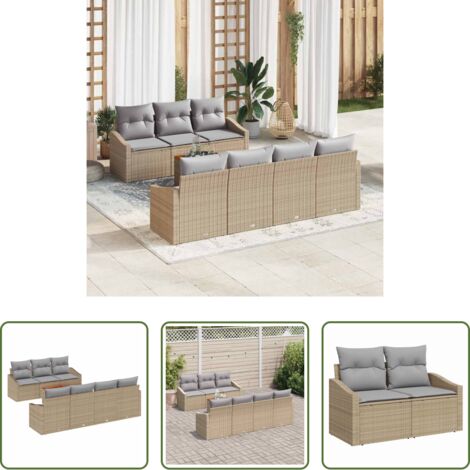 vidaXL Set modulare -  Set Divano da Giardino 8 pcs Beige e Grigio Chiaro polyrattan