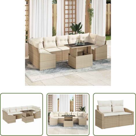 vidaXL Set modulare - Set Divano da Giardino 8 pcs beige e panna polyrattan