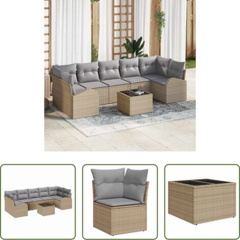 vidaXL Set modulare -  Set Divano da Giardino con cuscino 8 pcs Beige e grigio