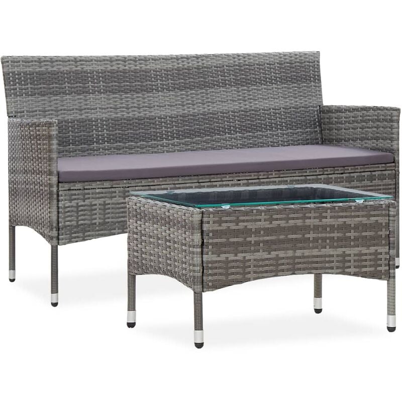 

vidaXL Set muebles de jardín 2 piezas con cojín ratán sintético gris - Gris